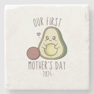 Posavasos De Piedra Divertido el primer día de nuestra madre