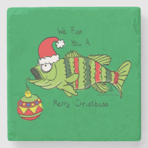 Posavasos De Piedra Divertido Navidad Personalizado de pescado crudo