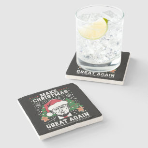 Posavasos De Piedra Divertido Trump 2024 Haz la Navidad Grande de Nuev