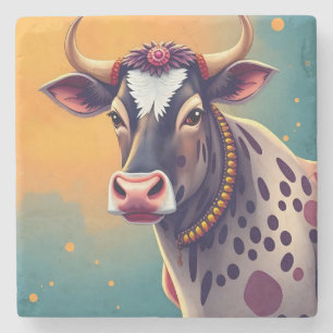 Posavasos De Piedra Diwali de la flor de vaca sagrada
