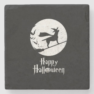 Posavasos De Piedra Dog Lover   Feliz Halloween Lab Brujas en la sala