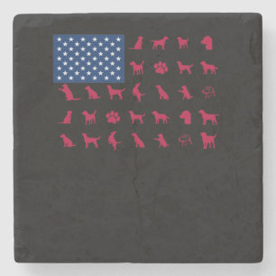 Posavasos De Piedra Dog Lover Labrador Recuperador Bandera Americana
