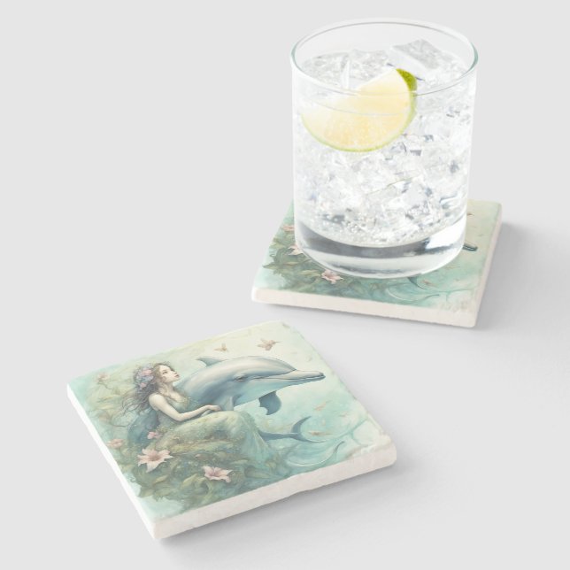 Posavasos De Piedra Dolphin Fantasy 2 (Lateral)