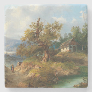 Posavasos De Piedra Dominik Schufried Un Paisaje Montañoso con...