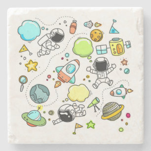 Posavasos De Piedra Doodle espacial infantil muy lindo