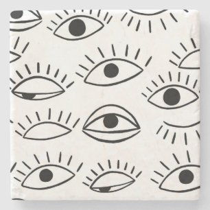 Posavasos De Piedra Doodle eye, patrón creativo sin costuras.