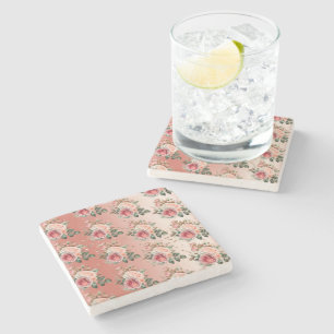Posavasos De Piedra Dorado Confetti Rosa Flor
