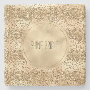 Posavasos De Piedra Dorado Glitzy Purpurina Sparkle Confetti Shine