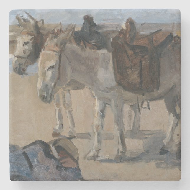 Posavasos De Piedra Dos burros (de Isaac Israels) (Anverso)