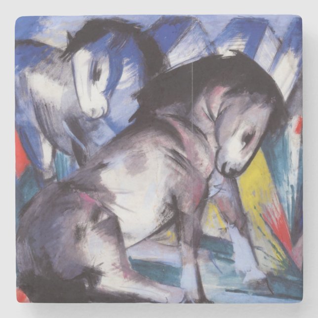 Posavasos De Piedra Dos caballos (por Franz Marc) (Anverso)