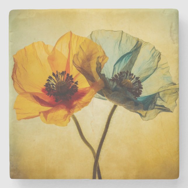 Posavasos De Piedra Dos flores (Anverso)