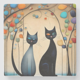 Posavasos De Piedra Dos gatos encantadores