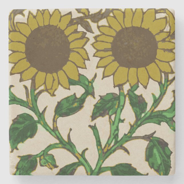 Posavasos De Piedra Dos girasoles (Anverso)