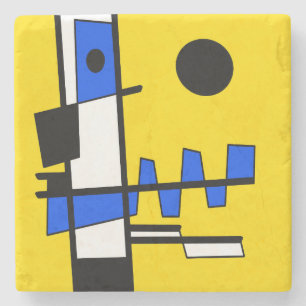 Posavasos De Piedra Dos Lados De La Etnicidad Amarillo Azul Negro Blan