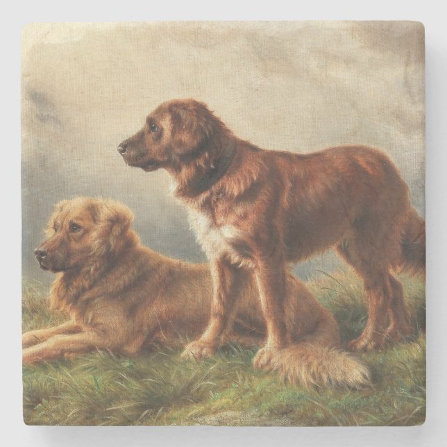 Posavasos De Piedra Dos perros vigilantes (Anverso)