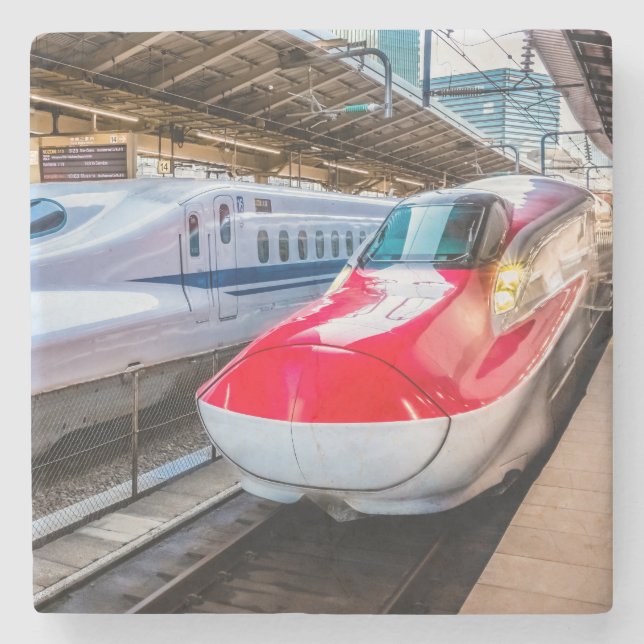 Posavasos De Piedra Dos Shinkansen en la estación de Tokio (Anverso)