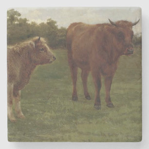 Posavasos De Piedra Dos vacas en un campo (por Rosa Bonheur)
