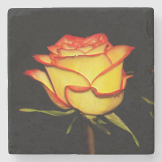 Posavasos De Piedra Double Red and Yellow Rose Bloom