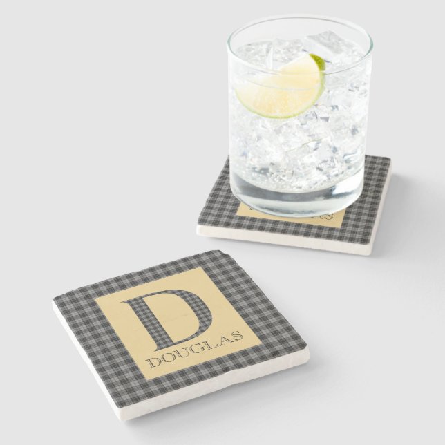Posavasos De Piedra Douglas Tartan Monogram D (Lateral)