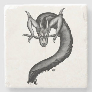 Posavasos De Piedra Dragón al estilo del tatuaje