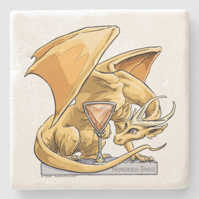 Posavasos De Piedra Dragón Birthstone de noviembre: Topaz (Anverso)