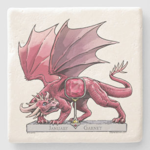 Posavasos De Piedra Dragón Birthstone Enero - Garnet