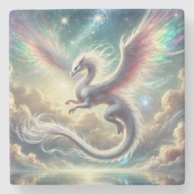 Posavasos De Piedra Dragón blanco (Anverso)