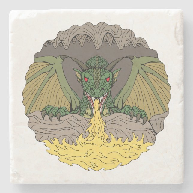 Posavasos De Piedra Dragón cavernoso 2016 (Anverso)