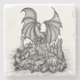 Posavasos De Piedra Dragón con zombi