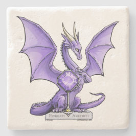 Posavasos De Piedra Dragón de Birthstone de Febrero - Amethyst