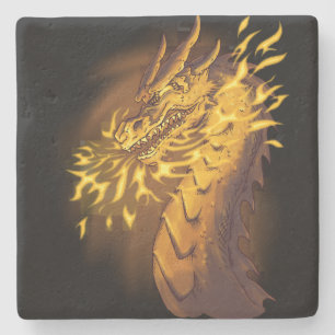 Posavasos De Piedra Dragón de Fuego Dorado