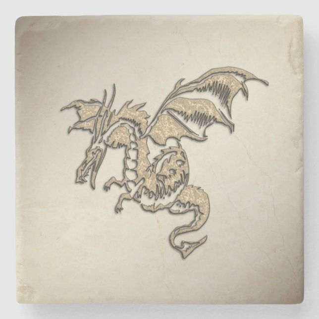 Posavasos De Piedra Dragón dorado (Anverso)