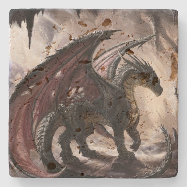 Posavasos De Piedra Dragón En Cueva (Anverso)