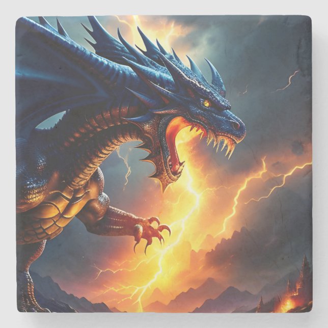 Posavasos De Piedra Dragon Fire Lightning Fight Two (Anverso)