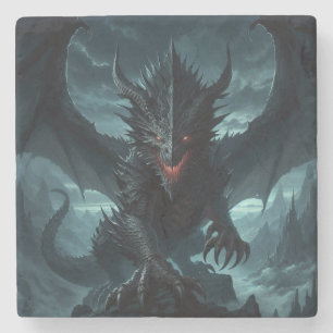 Posavasos De Piedra Dragón medieval oscuro
