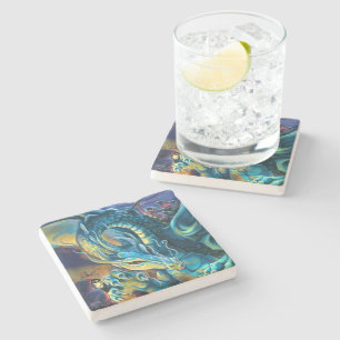 Posavasos De Piedra Dragon Rider and Sorcerer