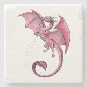 Posavasos De Piedra Dragón rosa de primavera naturaleza fantasía art