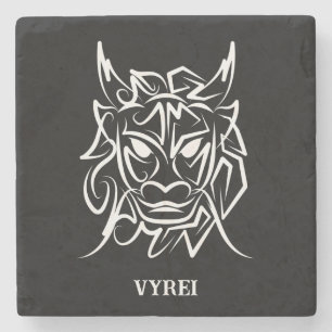 Posavasos De Piedra Dragón tribal blanco y negro