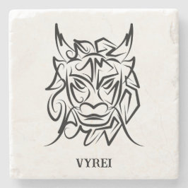 Posavasos De Piedra Dragón tribal blanco y negro