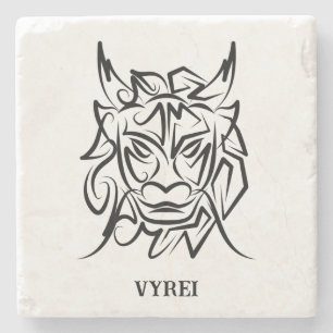 Posavasos De Piedra Dragón tribal blanco y negro