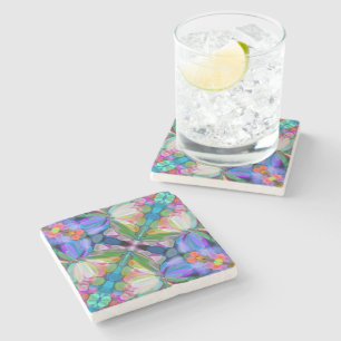 Posavasos De Piedra Dragonfly Wildflower Garden Abstract Floral
