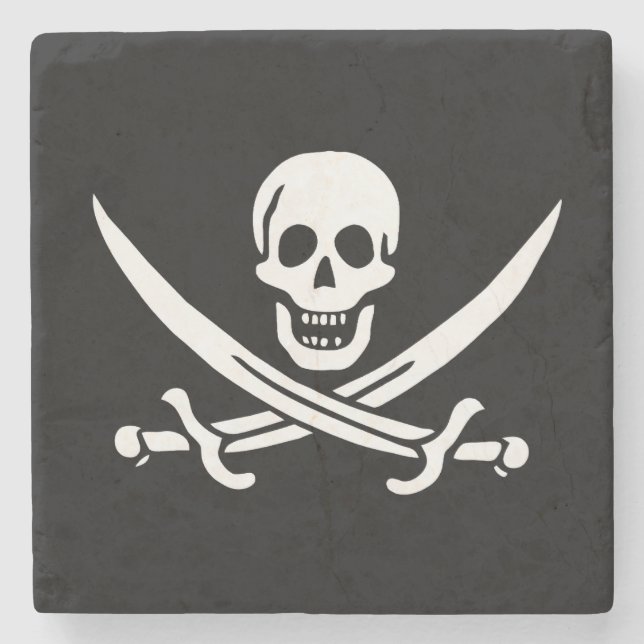 Posavasos De Piedra Drapeau Pirate Jolly Roger (Anverso)