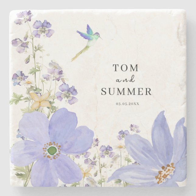 Posavasos De Piedra Dreamy Lilac Wedding (Anverso)