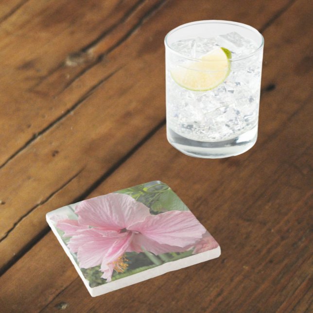 Posavasos De Piedra Dreamy Pink Hibiscus Floral (In Situ)