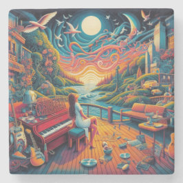 Posavasos De Piedra Dreamy Riverfront Harmony