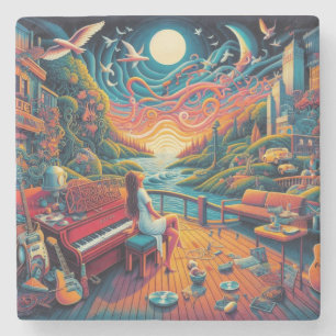 Posavasos De Piedra Dreamy Riverfront Harmony