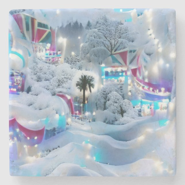 Posavasos De Piedra Dreamy Winter Wonderland Lights (Anverso)