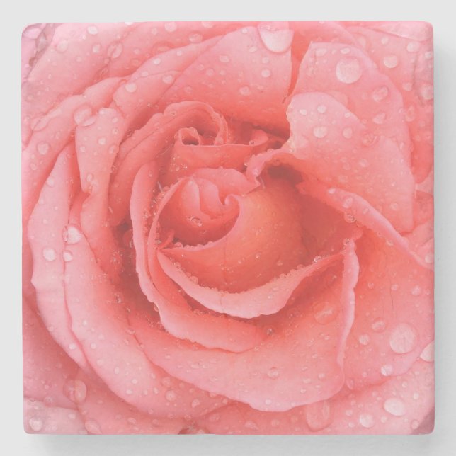 Posavasos De Piedra Drogas rojas rojas de agua rosadas románticas (Anverso)