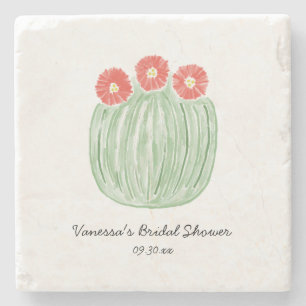 Posavasos De Piedra Ducha de Novia Cactus de Barril de Flor Roja