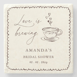Posavasos De Piedra Ducha de Novia Café Simple Amor está Preparando